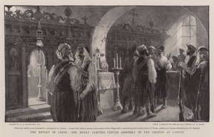 The Revolt in Crete, the Newly Elected Cretan Assembly in the Church at Campos by Charles J. Staniland